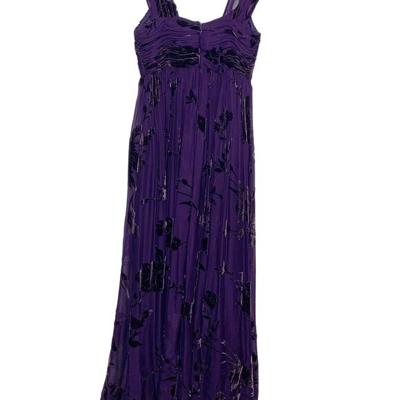 JS COLLECTIONS PETITES Velvet Embellished Maxi Dress Silk Blend Purple Size 4P - Picture 8 of 13